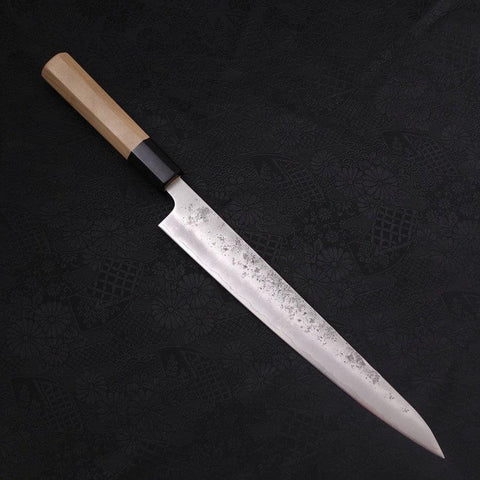 Sujihiki Silver Steel #3 Nashiji Manche en Buffle et Magnolia 240mm-[Musashi]-[Couteaux de cuisine japonais]