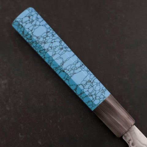 Sujihiki Silver Steel #3 Nickel en Vagues Damas Manche en Buffle et Turquoise 270mm-[Musashi]-[Couteaux de cuisine japonais]
