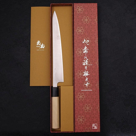 Sujihiki Silver Steel #3 Poli Manche en Buffle et Magnolia 240mm-[Musashi]-[Couteaux de cuisine japonais]