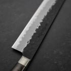 Sujihiki Stainless Clad Blue Super Kurouchi Tsuchime Western Brown Handle 240mm-[Musashi]-[Couteaux de cuisine japonais]