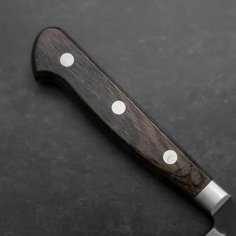 Sujihiki Stainless Clad Blue Super Kurouchi Tsuchime Western Brown Handle 240mm-[Musashi]-[Couteaux de cuisine japonais]