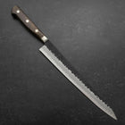 Sujihiki Stainless Clad Blue Super Kurouchi Tsuchime Western Brown Handle 240mm-[Musashi]-[Couteaux de cuisine japonais]