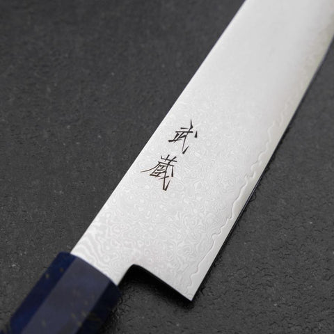 Sujihiki VG-10 Damas Manche Bois de Bouleau Bleu 240mm-[Musashi]-[Couteaux de cuisine japonais]