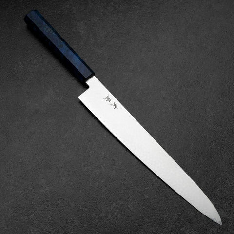 Sujihiki VG-10 Damas Manche en Bois de Bouleau Bleu 270mm-[Musashi]-[Couteaux de cuisine japonais]