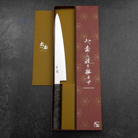 Sujihiki VG-10 Damas Manche en Bois de Bouleau Gris 240mm-[Musashi]-[Couteaux de cuisine japonais]