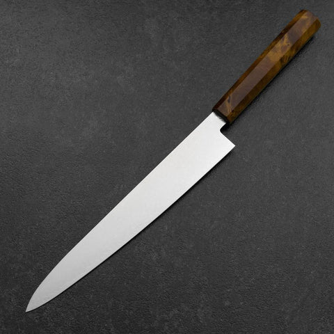 Sujihiki VG-10 Damas Manche en Bois de Bouleau Jaune Brun 240mm-[Musashi]-[Couteaux de cuisine japonais]