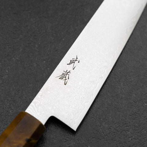 Sujihiki VG-10 Damas Manche en Bois de Bouleau Jaune Brun 240mm-[Musashi]-[Couteaux de cuisine japonais]