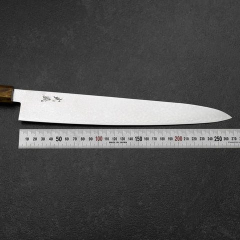 Sujihiki VG-10 Damas Manche en Bois de Bouleau Jaune Brun 270mm-[Musashi]-[Couteaux de cuisine japonais]