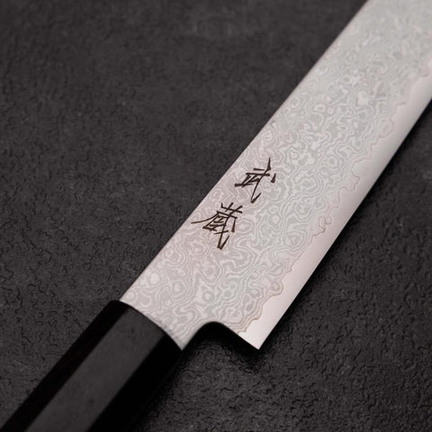 Sujihiki VG-10 Damas Manche en Ébène 180mm-[Musashi]-[Couteaux de cuisine japonais]