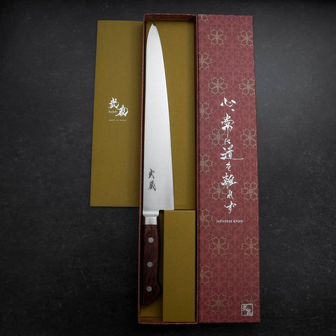 Sujihiki VG-10 Poli Manche Occidental en Acajou 270mm-[Musashi]-[Couteaux de cuisine japonais]