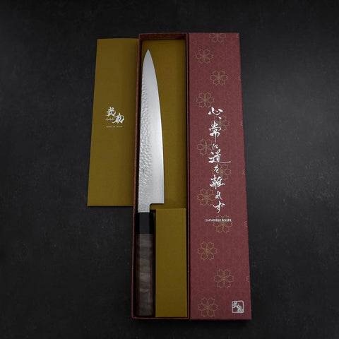 Sujihiki VG-10 Tsuchime Damas Manche en Noyer 240mm-[Musashi]-[Couteaux de cuisine japonais]