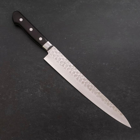 Sujihiki VG-10 Tsuchime Damascus Black Western Handle 245mm (9.6”)-[Musashi]-[Couteaux de cuisine japonais]