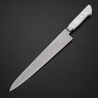 Sujihiki VG-5 Tsuchime Manche Occidental en Marbre Blanc 240mm-[Musashi]-[Couteaux de cuisine japonais]