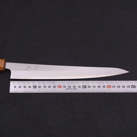 Sujihiki White Steel #1 Polished Manche Yaki Urushi 240mm-[Musashi]-[Couteaux de cuisine japonais]