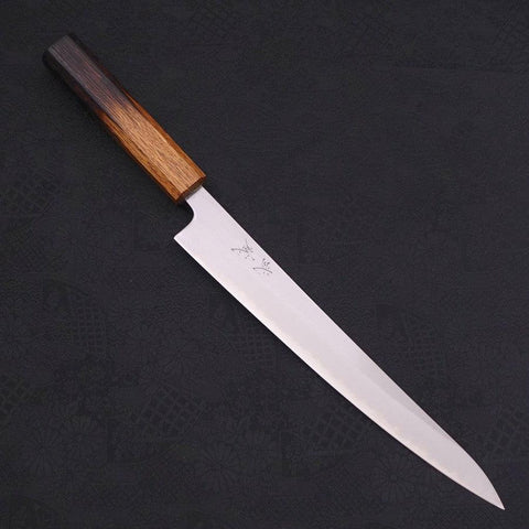 Sujihiki White Steel #1 Polished Manche Yaki Urushi 240mm-[Musashi]-[Couteaux de cuisine japonais]