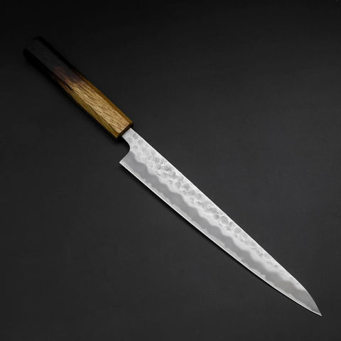 Sujihiki White Steel #2 Tsuchime Manche Yaki Urushi 240mm-[Musashi]-[Couteaux de cuisine japonais]