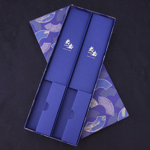 Traditional Blue Washi Gift Wrapping Knife Set Box-[Musashi]-[Japanese-Kitchen-Knives]