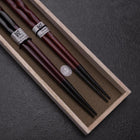 Urushi Hori Benkei Ensemble de baguettes japonaises en bois laqué 210mm Rouge et 230mm Noir avec boîte en bois de paulownia-[Musashi]-[Couteaux de cuisine japonais]