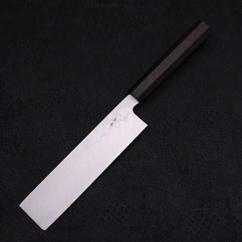 Usuba (Kanto) Blue Steel #2 Suminagashi Manche en Buffle et Ébène 180mm-[Musashi]-[Couteaux de cuisine japonais]
