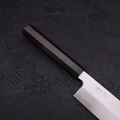 Usuba (Kanto) Blue Steel #2 Suminagashi Manche en Buffle et Ébène 180mm-[Musashi]-[Couteaux de cuisine japonais]