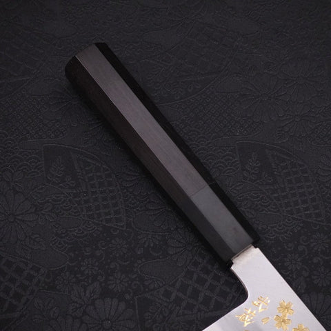 Usuba (Kanto) White Steel #2 Kasumi Chokin Phoenix-Sakura Manche en Buffle et Ébène 180mm-[Musashi]-[Couteaux de cuisine japonais]