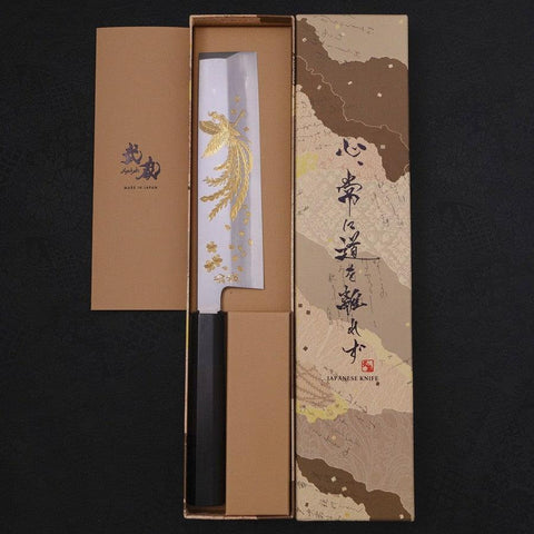 Usuba (Kanto) White Steel #2 Kasumi Chokin Phoenix-Sakura Manche en Buffle et Ébène 180mm-[Musashi]-[Couteaux de cuisine japonais]
