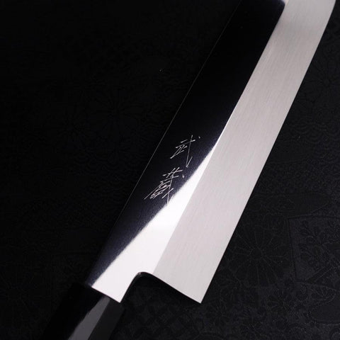 Usuba(Kanto) Honyaki Silver Steel #3 Miroir Manche en Buffle et Ébène 180mm-[Musashi]-[Couteaux de cuisine japonais]