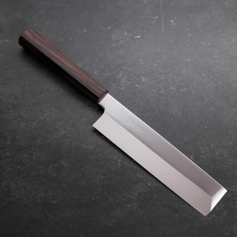 Usuba(Kanto) Honyaki Silver Steel #3 Miroir Manche en Ébène 180mm-[Musashi]-[Couteaux de cuisine japonais]