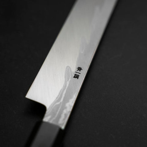 Yanagi Kiritsuke Blue Steel #1 Suminagashi Manche en Buffle et Ébène avec Saya 270mm-[Musashi]-[Couteaux de cuisine japonais]