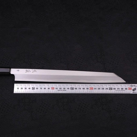 Yanagi Kiritsuke Blue Steel #2 Kasumi Manche en Buffle et Ébène 300mm-[Musashi]-[Couteaux de cuisine japonais]
