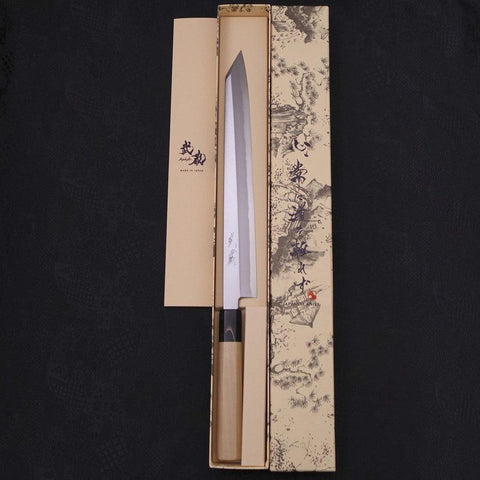 Yanagi Kiritsuke Blue Steel #2 Kasumi Manche en Buffle et Magnolia 270mm-[Musashi]-[Couteaux de cuisine japonais]