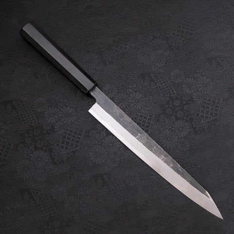 Yanagi Kiritsuke Blue Steel #2 Kurouchi Manche en Buffle et Ébène 240mm-[Musashi]-[Couteaux de cuisine japonais]