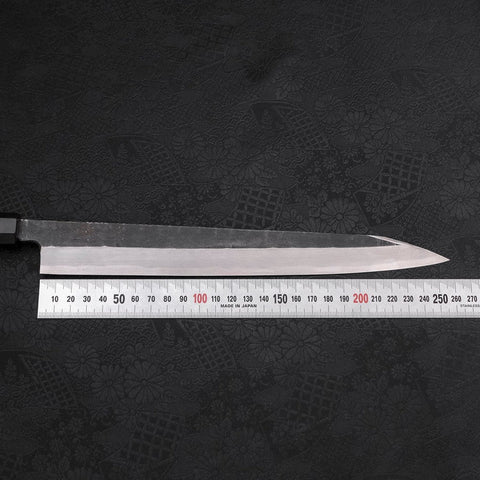Yanagi Kiritsuke Blue Steel #2 Kurouchi Manche en Buffle et Ébène 270mm-[Musashi]-[Couteaux de cuisine japonais]