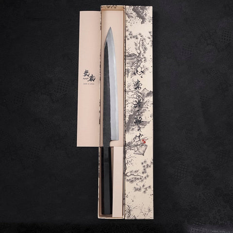 Yanagi Kiritsuke Blue Steel #2 Kurouchi Manche en Buffle et Ébène 270mm-[Musashi]-[Couteaux de cuisine japonais]