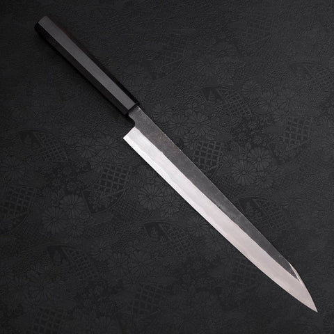 Yanagi Kiritsuke Blue Steel #2 Kurouchi Manche en Buffle et Ébène 270mm-[Musashi]-[Couteaux de cuisine japonais]