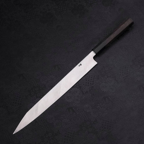 Yanagi Kiritsuke Blue Steel #2 Kurouchi Manche en Buffle et Ébène 300mm-[Musashi]-[Couteaux de cuisine japonais]