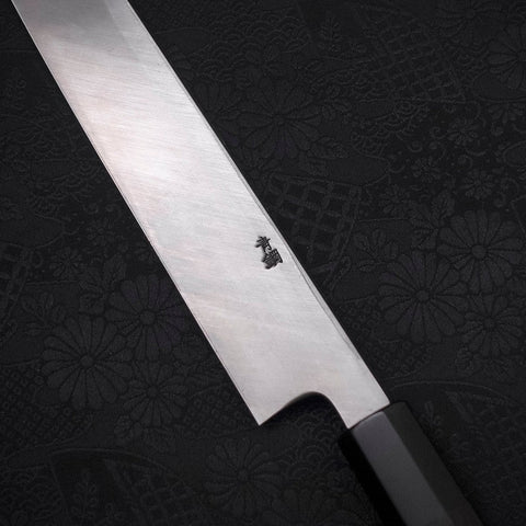 Yanagi Kiritsuke Blue Steel #2 Kurouchi Manche en Buffle et Ébène 300mm-[Musashi]-[Couteaux de cuisine japonais]