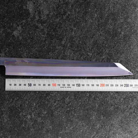 Yanagi Kiritsuke Blue Steel #2 Miroir Manche en Buffle et Ébène 265mm-[Musashi]-[Couteaux de cuisine japonais]