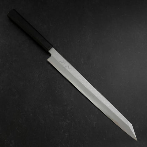 Yanagi Kiritsuke Blue Steel #1 Suminagashi Buffalo Ebony Handle With Sheath 300mm-[Musashi]-[Japanese-Kitchen-Knives]