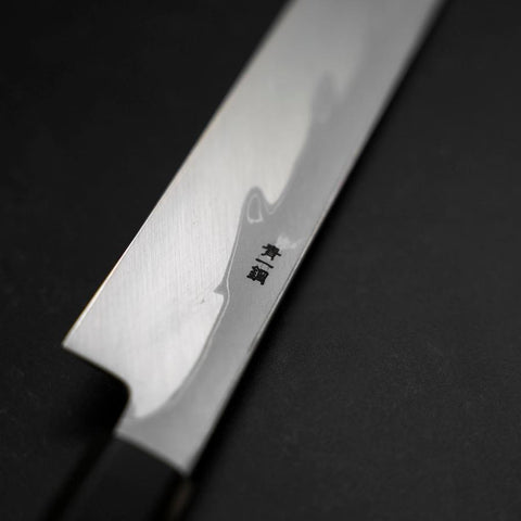 Yanagi Kiritsuke Blue steel #1 Suminagashi Manche en Buffle et Ébène avec Saya 300mm-[Musashi]-[Couteaux de cuisine japonais]