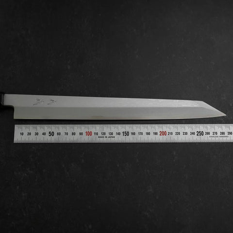 Yanagi Kiritsuke Blue steel #1 Suminagashi Manche en Buffle et Ébène avec Saya 300mm-[Musashi]-[Couteaux de cuisine japonais]
