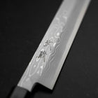 Yanagi Kiritsuke Blue steel #1 Suminagashi Manche en Buffle et Ébène avec Saya 330mm-[Musashi]-[Couteaux de cuisine japonais]
