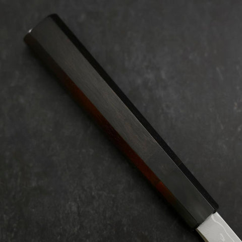 Yanagi Kiritsuke Blue steel #1 Suminagashi Manche en Buffle et Ébène avec Saya 330mm-[Musashi]-[Couteaux de cuisine japonais]