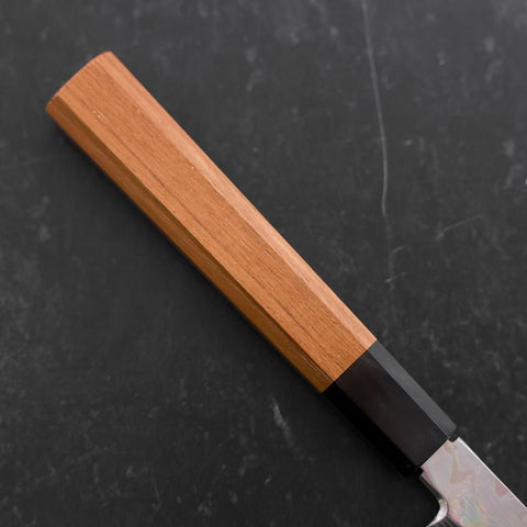 Yanagi Kiritsuke Silver Steel #3 Damas Miroir Manche en Buffle et Bois de Teck 300mm-[Musashi]-[Couteaux de cuisine japonais]