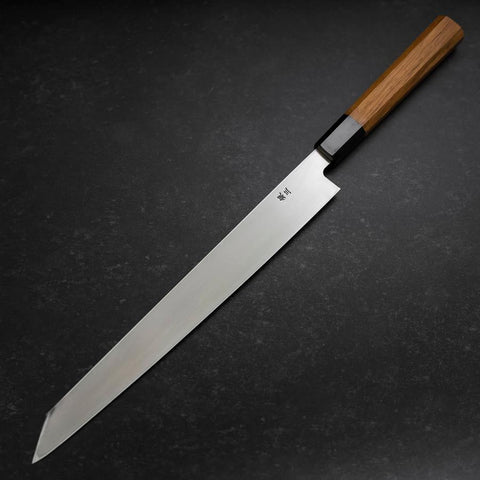 Yanagi Kiritsuke Silver Steel #3 Kasumi Manche en Buffle et Bois de Teck 300mm-[Musashi]-[Couteaux de cuisine japonais]