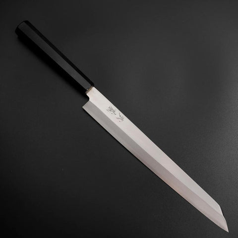 Yanagi Kiritsuke Silver Steel #3 Kasumi Manche en Buffle et Ébène 260mm-[Musashi]-[Couteaux de cuisine japonais]