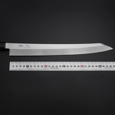 Yanagi Kiritsuke Silver Steel #3 Kasumi Manche en Buffle et Ébène 300mm-[Musashi]-[Couteaux de cuisine japonais]