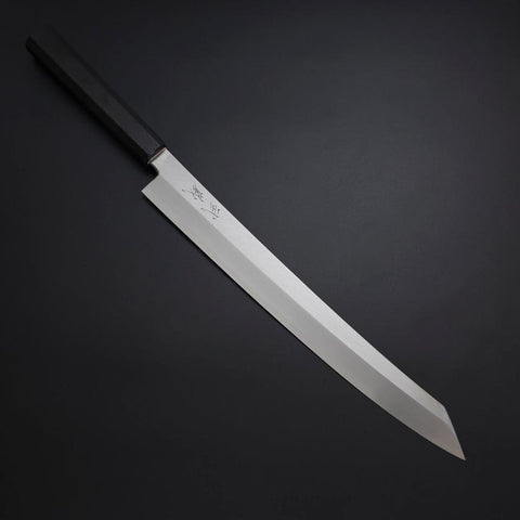Yanagi Kiritsuke Silver Steel #3 Kasumi Manche en Buffle et Ébène 300mm-[Musashi]-[Couteaux de cuisine japonais]