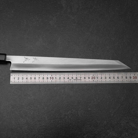 Yanagi Kiritsuke Silver Steel #3 Kurouchi Manche en Buffle et Magnolia 300mm-[Musashi]-[Couteaux de cuisine japonais]