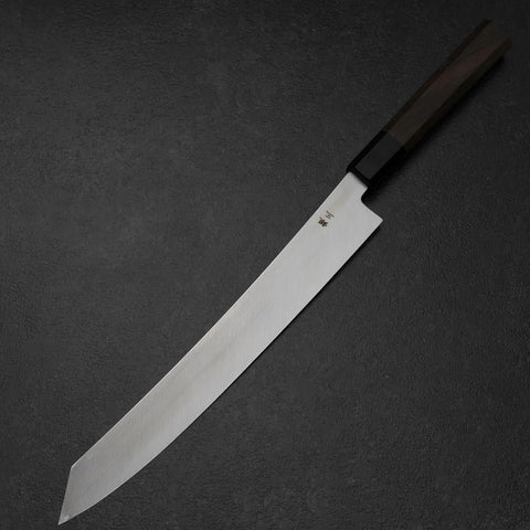 Yanagi Kiritsuke Silver Steel #3 Suminashi Manche en Buffle et Noyer 270mm-[Musashi]-[Couteaux de cuisine japonais]